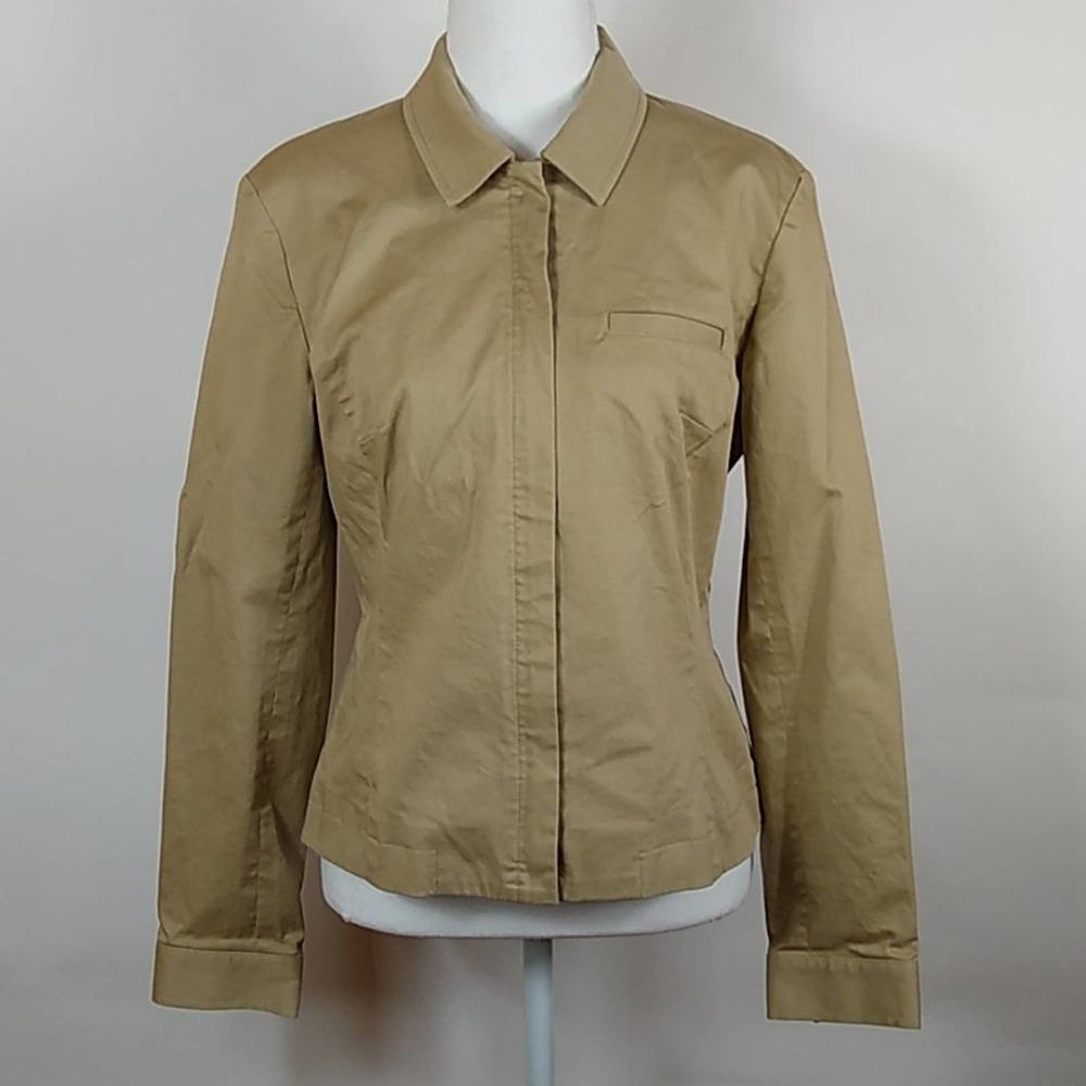 Ann Taylor Stretch Tan Zip Jacket/Blazer